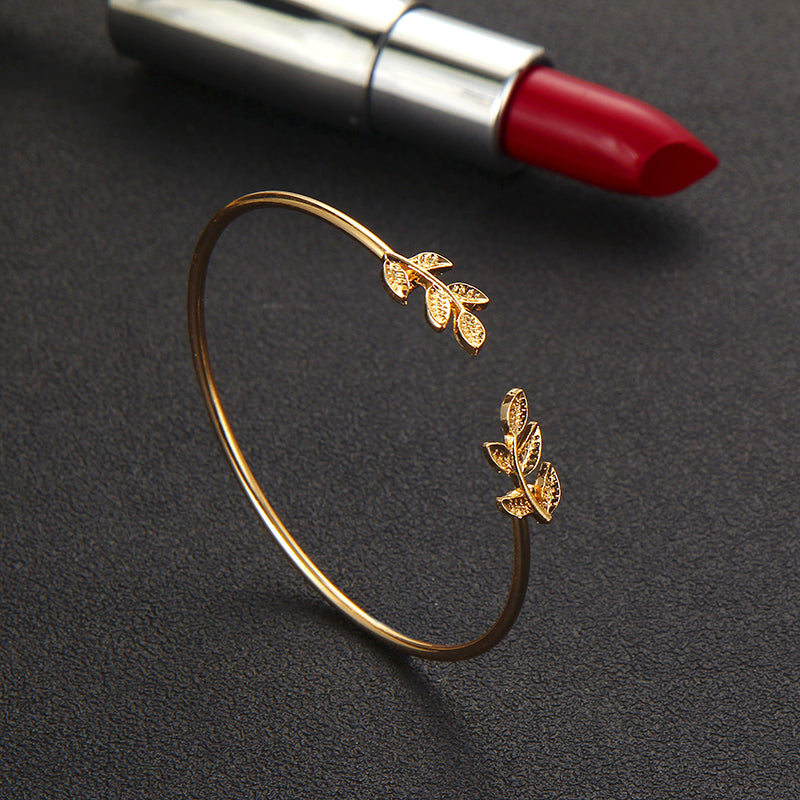 Golden Leaf Bracelet Set - 4 pcs