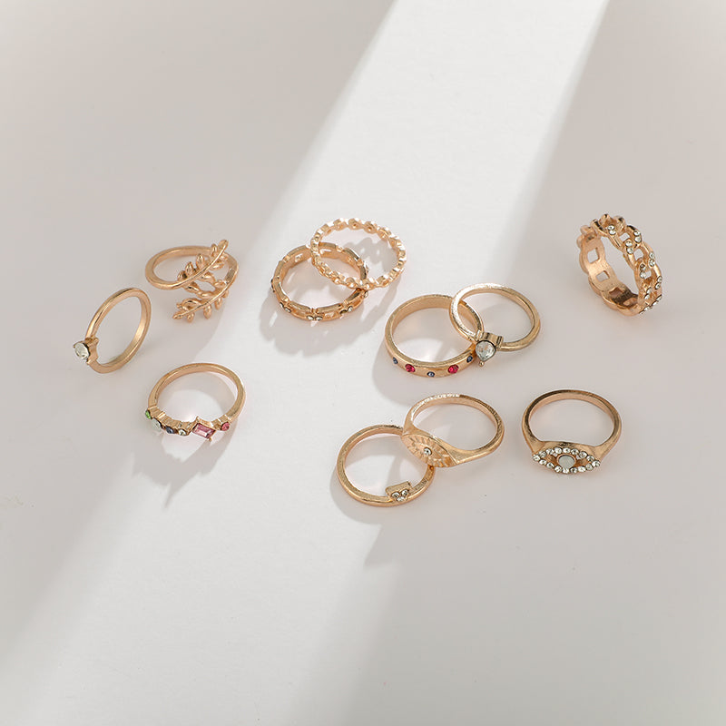 Golden Eye Ring Set - 11 pcs