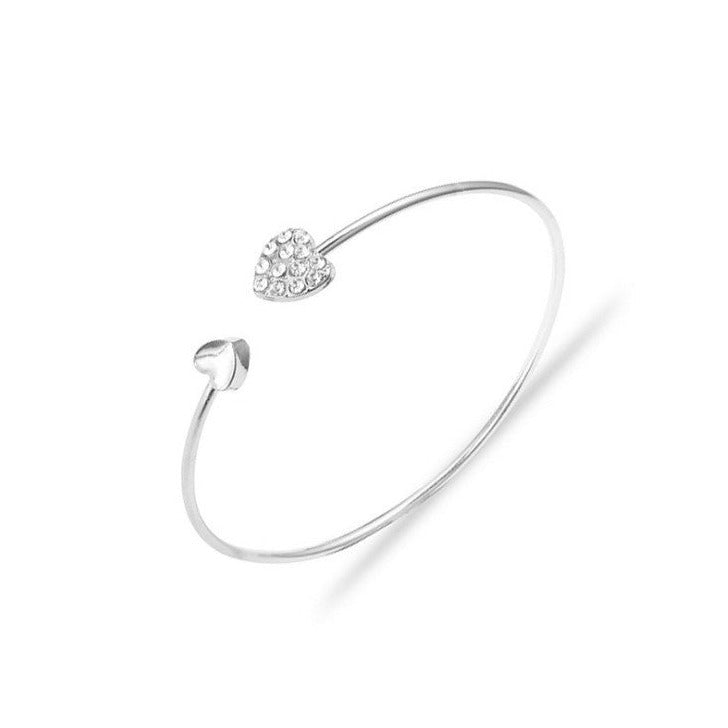 Double Heart Bracelet With A Diamond Heart