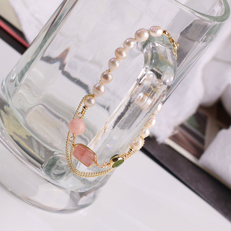 Freshwater Pearl x Crystal Bracelet