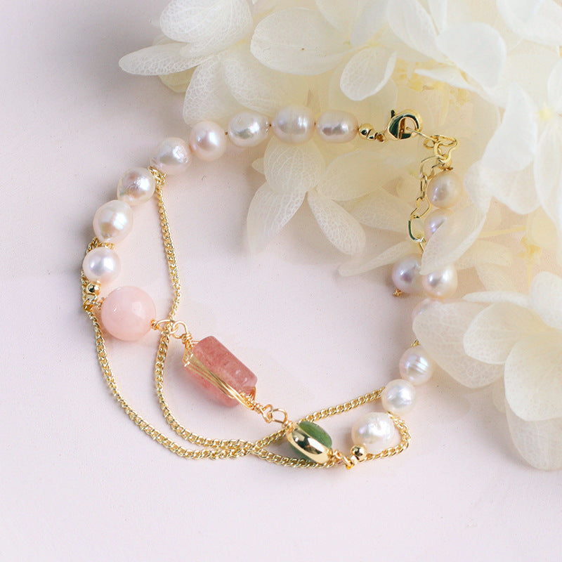 Freshwater Pearl x Crystal Bracelet