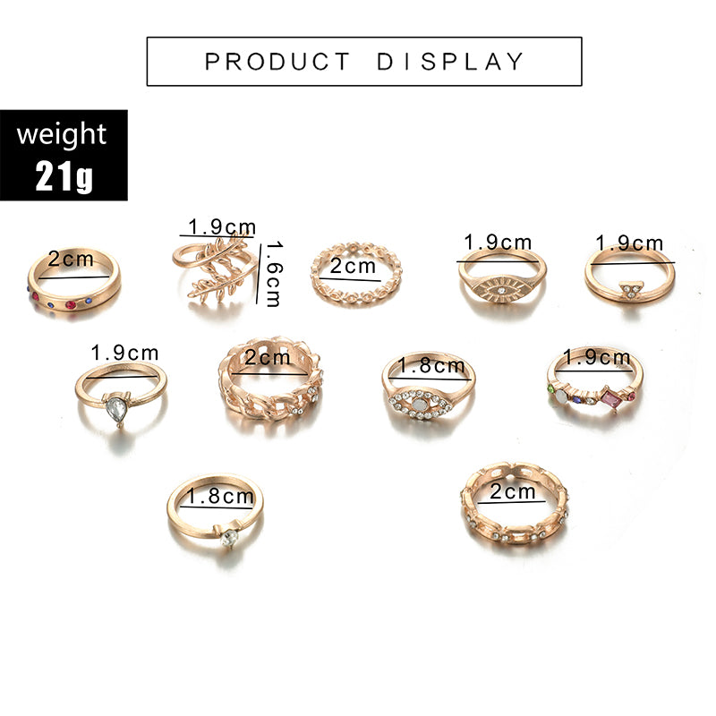 Golden Eye Ring Set - 11 pcs