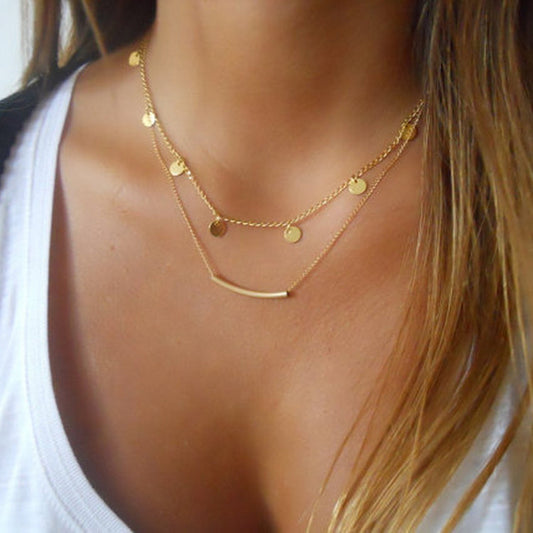 Golden Simple Double-Layered Necklace