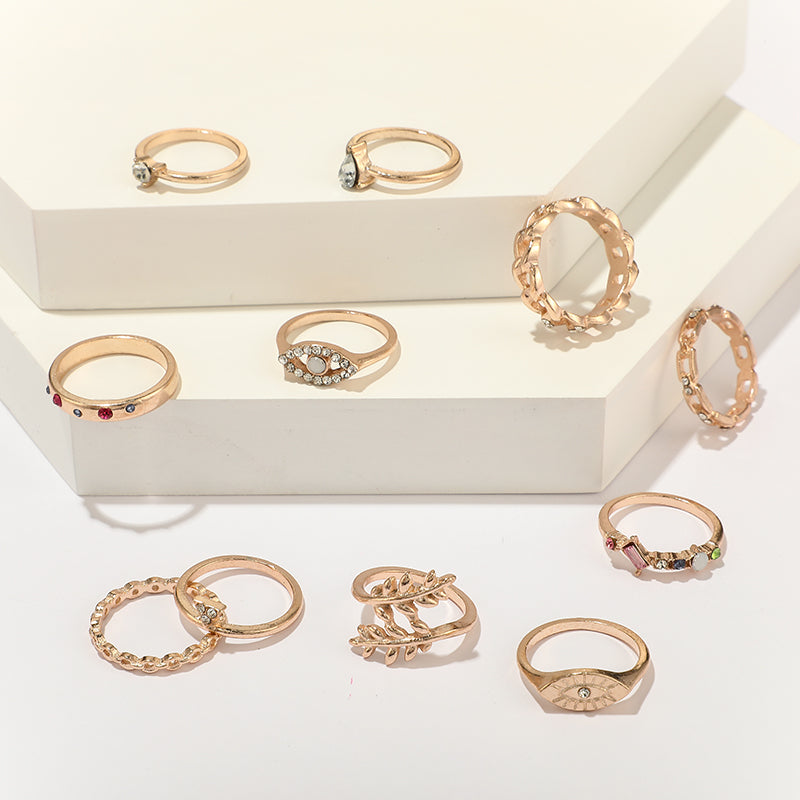 Golden Eye Ring Set - 11 pcs